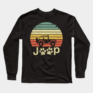 Vintage Jeep Cute Dog Paws Funny Jeep Retro Jeep Sunset Jeep Men/Women/Kid Jeep Long Sleeve T-Shirt